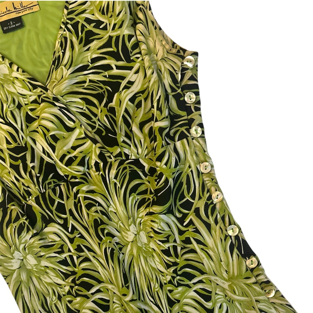 Vintage 2000s Nicole Miller NYC Black & Green Floral Dress - Picture 4 of 14